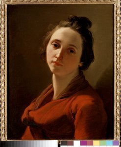 Portret van een jonge vrouw, vermoedelijk de vrouw van de kunstenaar, 18e eeuw